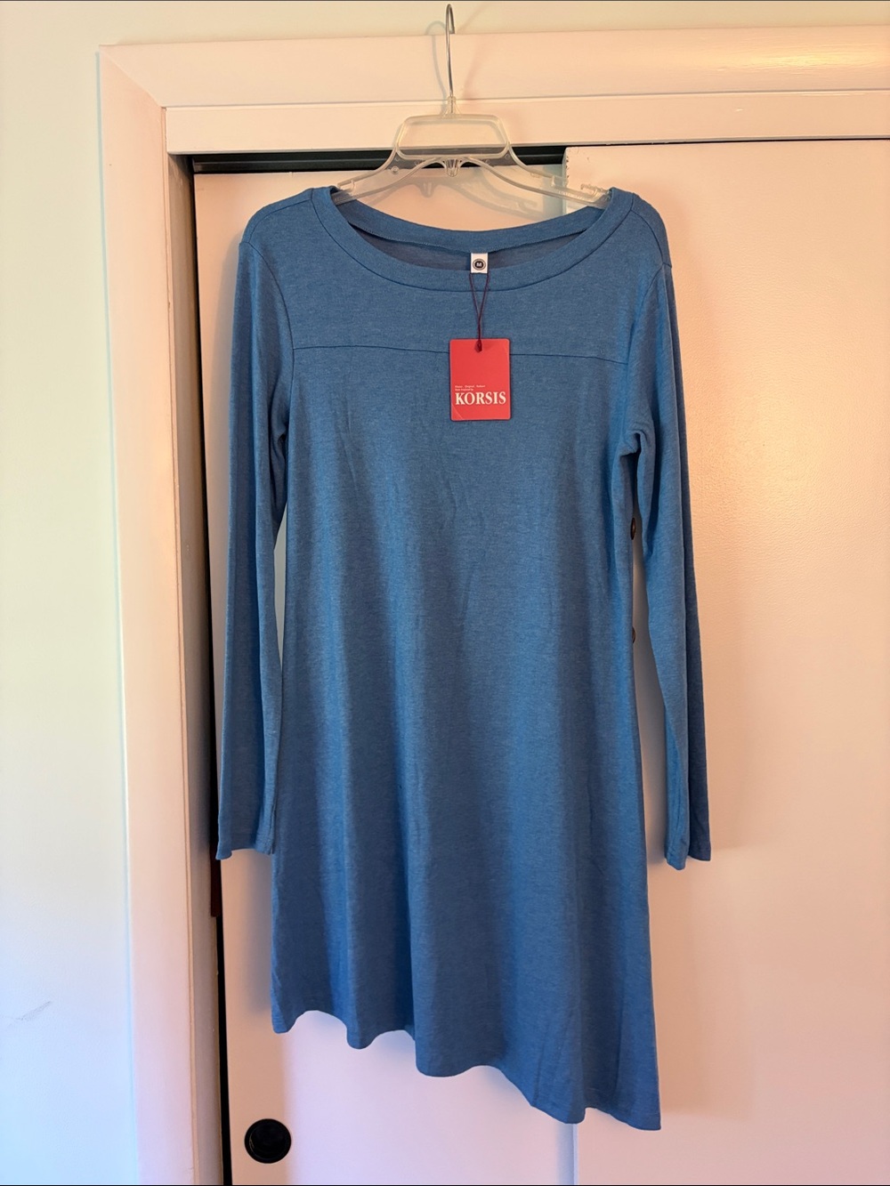 Blue Long-Sleeve Swing Dress